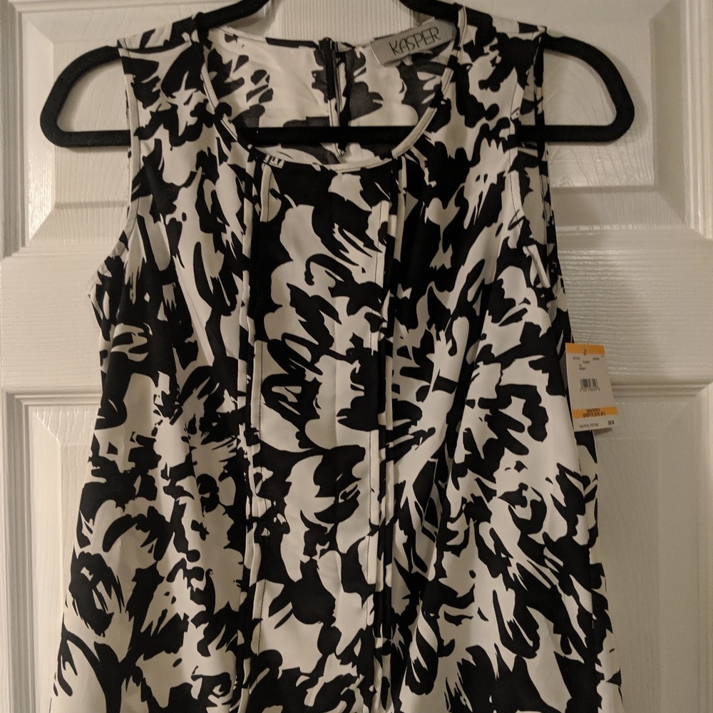 black & white abstract business formal blouse
